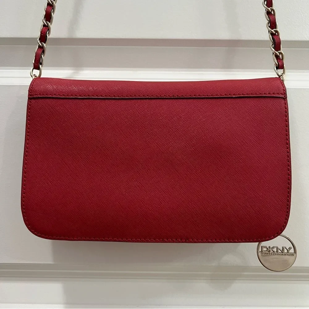 DKNY Saffiano Leather Red Crossbody Bag